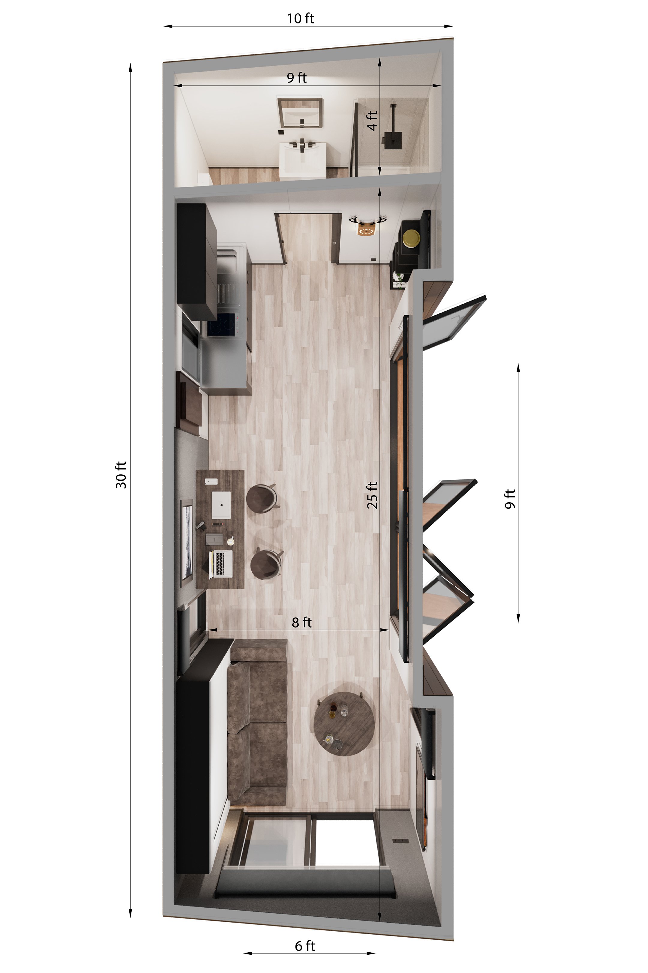 The Station pod is a compact tiny home or backyard ADU, prefab or